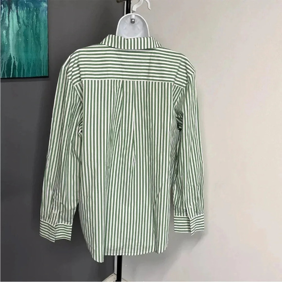 Tommy Hilfiger Women's‎ 42 (L) Button Shirt Green Stripped Preppy Colorful - Picture 5 of 11